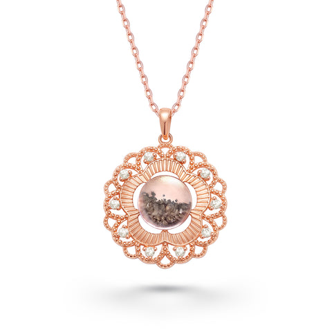 Authentic Mars Rock Blossom Series Necklace (From Martian Meteorite NWA 6963)--18K Rose Gold - Space & Meteorite Co