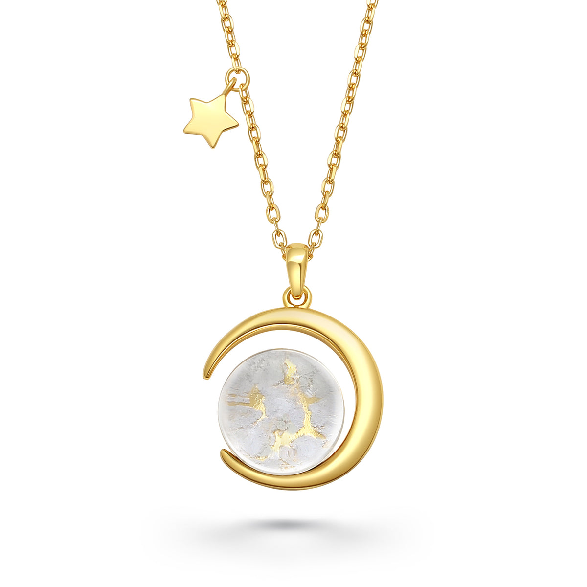 アクセサリー original 18K moon Jewelry 18K Real Gold Plated Diamonds Natural Shell Moon Necklace