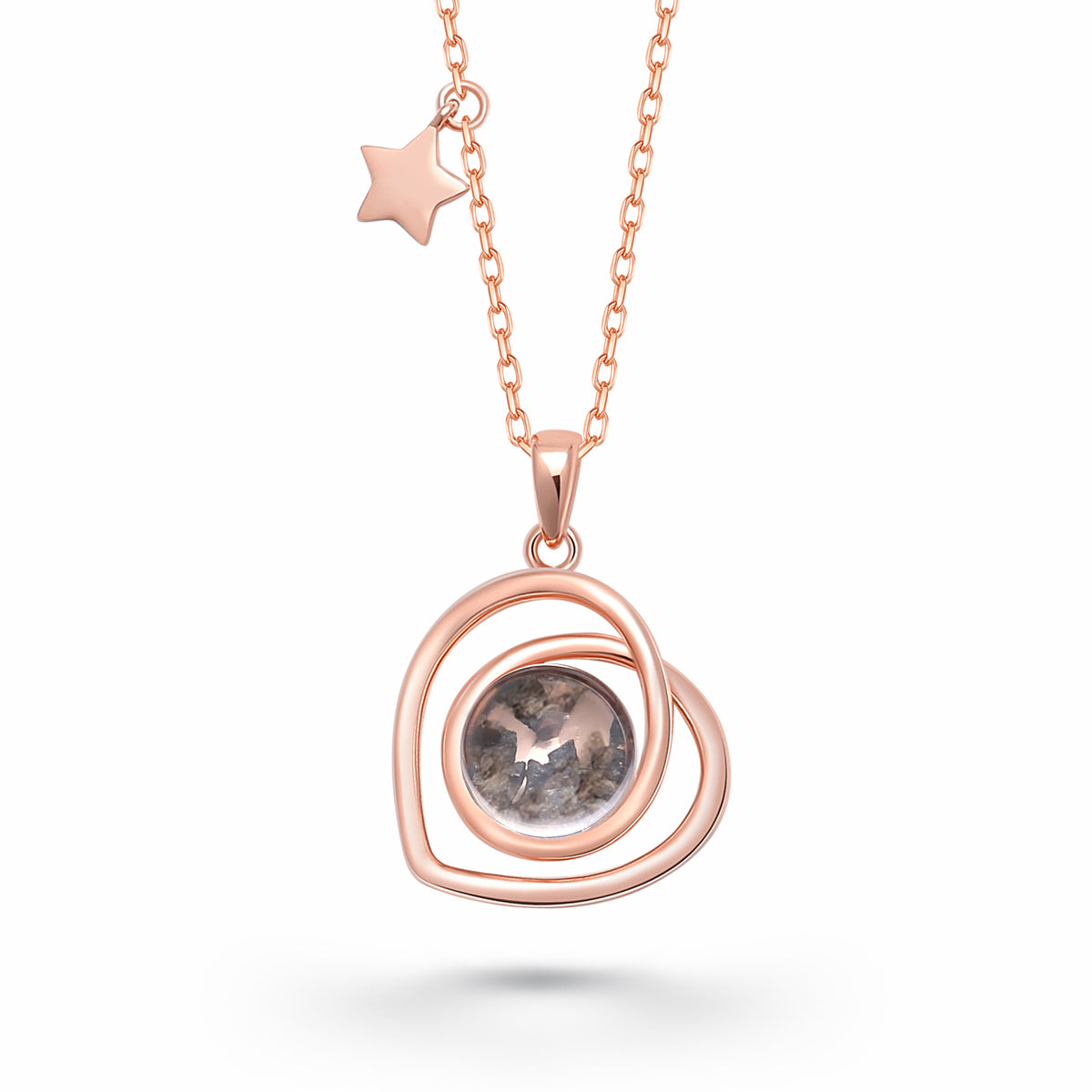 Authentic Mars Meteorite Fragment Heart Series Necklace