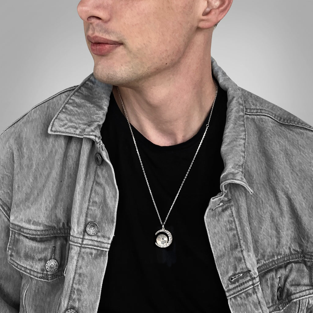 Authentic Moon Rock Crescent Series Men's Necklace (From Lunar Meteori ...