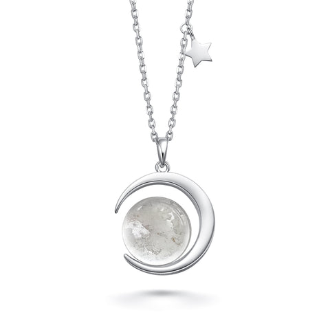 Authentic Moon Dust Crescent Series Necklace (From Lunar Meteorite NWA 5000) - Space & Meteorite Co