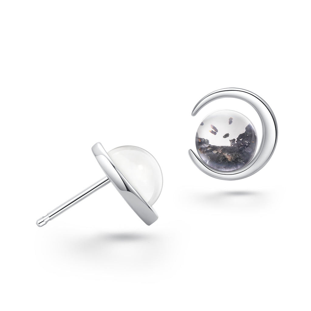 Authentic Moon Rock Crescent Earrings (From Lunar Meteorite NWA 11788 ...