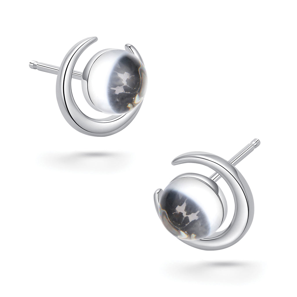 Authentic Moon Rock Crescent Earrings (From Lunar Meteorite NWA 11788 ...